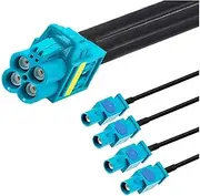 1Pcs Replace RG-174 Cable 4-in-1 Mini Fakra Female Connector to 4 * Fakra Male Connector Coaxial Cable 50 Ohms(Mini Male to 4 LMale,1.2M)