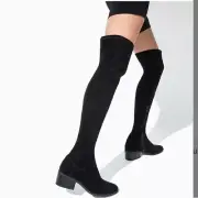 Steve Madden Women's AGGIE Black Soft Suede Over the Knee Boots Size 9 US