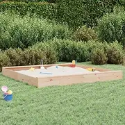 Sandbox with Seats Square Solid Wood Pine,Sandboxes 18.32KG-825044