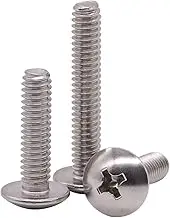 M4 x 10mm Truss Head Machine Screws, 304 Stainless Steel 18-8, Phillips Drive, Mushroom Head Machine Screws, Full Coarse Thread UNC, 100 PCS