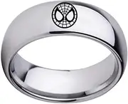 [Sping Jewelry] Spiderman Ring Dome Cool Band Silver/Black Stainless Steel Jewelry for Men Women Size 6to13