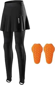 WOSAWE Women's Motorcycle Trousers Breathable 2 in 1 Pleated Skirt Pants CE Certification Removable Knee Pads Protective Pants