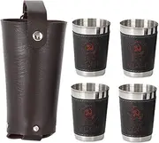 Amosfun 1 Set Portable Stainless Steel Small Drinkware Cups for Wine Whiskey Beer for Camping Picnics Travel Includes Cups Carrying Sleeve