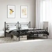 Metal Bed Frame King Size 183x203cm Black, Platform Bed Frame with Headboard and Footboard, Sturdy Bedframe Slats Base, No Box Spring Needed, Storage Space