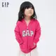 Gap 女幼童裝 Logo長袖外套 碳素軟磨法式圈織系列-亮玫粉(567906)