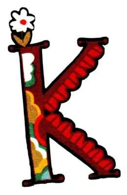 moda letter k fabric applique iron on handmade not embroidered flower