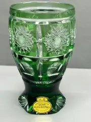 Gmundner H.G. Austria Bleikristall Vase Green Emerald to Clear Hand Cut Glass