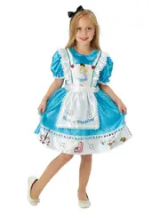 Disney Alice In Wonderland Deluxe Kids Girls Dress Up Party Costume