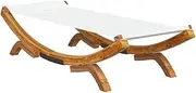 Outdoor Chaise Lounge Patio Lounge Chair with a Pillow, Outside Reclining Chair Hammock Bed Tanning Daybed for Patio Beach Yard Pool Lawn, 100x188.5x44 cm Solid Bent Wood Cream