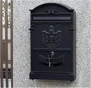 Letterbox Mailbox Dropbox Postbox Mailboxes Lockable Secure Mail Letter Post Box Vintage Metal Mail Box Garden Wall-Mounted Mailbox Letter Box Mailboxes Post Box(Black)
