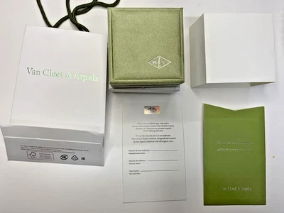 VCA Van Cleef & Arpels Suede Necklace pendant Box + Outer Box + Bag- New
