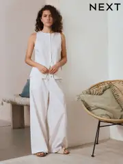 Neutral Stripe Button Through Vest Pyjamas (AH4815) | $84