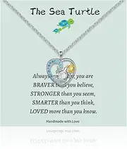 [AINILOVE] Sea Turtle Necklaces for Women Heart Turtle Pendant Jewelry Sea Turtle Pendant Necklace Animals Pendant Jewelry Sea Turtle Jewelry Sea Turtle Gifts for Women Teen Girls