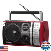 LEOTEC AM FM Radio, Portable Bluetooth Radio, Plug in Wall or Battery Operate