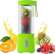 COKUNST Portable Blender, USB Rechargeable Personal Blender for Smoothies, 16 OZ Mini Juicer Mixer with 6 Blades, Small Blenders Cup with 2 Lids, Shake Bottle for Travel, Office, Gym, Kitchen Green