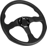 350mm Racing Car Steering Wheel Deep Dish, Universal Sport Accessory with PU Leather and Aluminum Alloy Material, Upgrade Style, for Most Vehicle (Black)