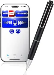 Wireless Pen Voice Recorder – Live Listening Device, Portable Mini Mic Device with USB Rechargeable Battery, Remote Access via Smartphone, Ideal for Journalists, Investigators, and Law Enforcement