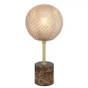 Erbil Brown Marble Amber Glass Table Lamp