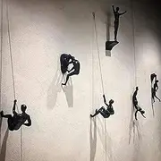 Set of 6 Climbing Man Wall Sculptures - 3D Wall Art Decor, Handmade Home Unique Decor, Rock Climbing Gifts, Modern Decoration, Resin Sculpture Creative Wall Art - Qzjijosen