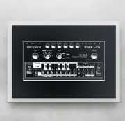 Roland TB-303 Acid Synth inspired Poster Art ~ CANVAS PRINT 8x12" BLACK