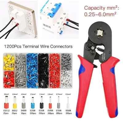 Ferrule Crimper Plier Kit 0.25-10mm² Wire End Terminal Ratchet Crimping Tool AU