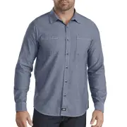 NEW Dickies Men's Button Up Shirt - Slim Fit Blue Chambray