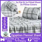 Egyptian Cotton Flannel Flannelette Sheet Set Fitted Flat Queen All Sizes Bed AU