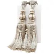 Beige 2Pcs Lantern Single Hanging Ball Tassels Curtains Buckle Sling Binding Lantern Tiebacks Handcrafted Braided Buckle Drapery Curtain Holdbacks Win