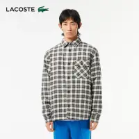 在飛比找momo購物網優惠-【LACOSTE】男裝-對比色格紋長袖襯衫(黑白格紋)