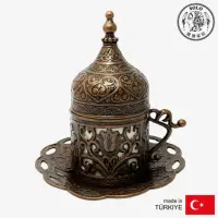在飛比找momo購物網優惠-【SOLO 歐洲家居】鄂圖曼式紅銅色有蓋土耳其咖啡杯盤組 7
