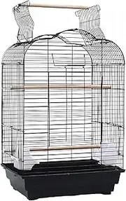 GROZY Portable Bird Cage Parrot Aviary Pet Stand-Alone Budgie Perch Castor 70cm Metal