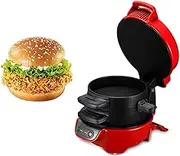 3 in 1Breakfast Burger Machine Breakfast Sandwich Maker Double layer Annular Heating for Beef Burgers Cooking,Red
