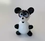Panda Bear~Collectible Hand Blown Art Glass Figurine~Handmade Tiny Animal~UNIQUE