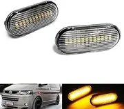 RZG 2x Clear Lens Side Indicator Amber LED Marker Repeater Light For Amarok Bora Caddy Golf III IV Polo Transporter T5 Multivan Up