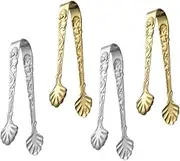 CHICAMPERA 4pcs Mini Tongs Stainless Steel Dessert and Sugar Serving Tongs for Tea Parties and Coffee Bars for Appetizers and