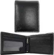 [MOIRENTO] RFID Blocking Black Leather Wallet for Men - Real Nappa Leather Billfold Trifold, with Coin Pocket S - Anti Scan Protection with Id Window UK Men's Wallet (EB103BLK), Black C, S, Classic