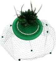 [LIFKOME] Elegant Headpiece with Veil Black Mesh Retro Tea Party Hat Plastics Hat with Veil Veil Headband Metals