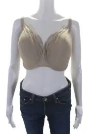 Natori Womens Laced Elusive Full Fit Contour Solid Bra Beige Size 42G