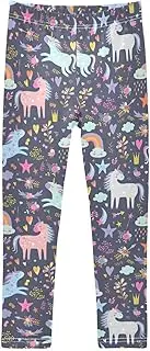 [Joisal] Magical Unicorn Navy Legging for Girls, Flexible for Gymnastics Pants for Girls, 4-10T