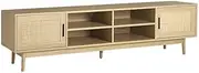 Artiss TV Unit Cabinet Entertainment Units, Rattan Stand Table Cabinets Storage Shelf Organiser Cupboard Home Living Room Bedroom Furniture, with 2 Drawer and Solid Wood Legs Beige