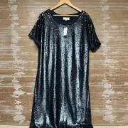 Anthropologie NWT Moulinette Soeurs Interstellar Sequin Midi Dress Womens XL