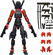 (Assembly Completed) 3D Printed T13 Action Figure, Dummy 13 Collectible Action Figure Articulated, for Collectors Desktop Decorations,muñeco de acción (Black Red)