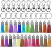 150Pcs Swivel Hooks with Key Rings and Tassels Bulk for Keychain Crafts