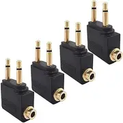 Mizi (4 Pack Airplane Headphone Adapter, Gold Plated Dual 3.5mm Male to 3.5mm Female Airplane Headphone Adapter for Audio Jack to Plug Air Plane Flight Connector Dual Socket Earphone - Black