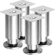 6 Inch/15cm Metal Furniture Legs,Tchosuz Set of 4 Heavy Duty Adjustable Stainless Steel Table Legs with Screws,Modern Metal Furniture Replacement Legs,DIY Cabinet Sofa Couch TVstand Chair Desk,Silver