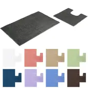 Bathroom Bath Mat Toilet Root Mat Set Non Slip Chenille Absorbent - 2pcs