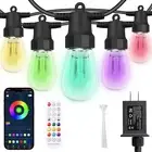 50FT RGBW Outdoor String Lights, 20 Dimmable LED Bulbs, APP & Remote Control