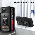Armor Case w/Slide Camera Lens Cover Ring Holder Cover For iPhone 13 /Pro /Max