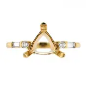 Trillion 7mm Ring Semi-Mount In 14k Gold With Baguette & Round Diamonds (36806)