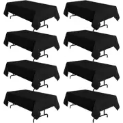8 Pack Black Tablecloth 60 x 120 Inch, Rectangle Table Cloth for 8 Feet Table...